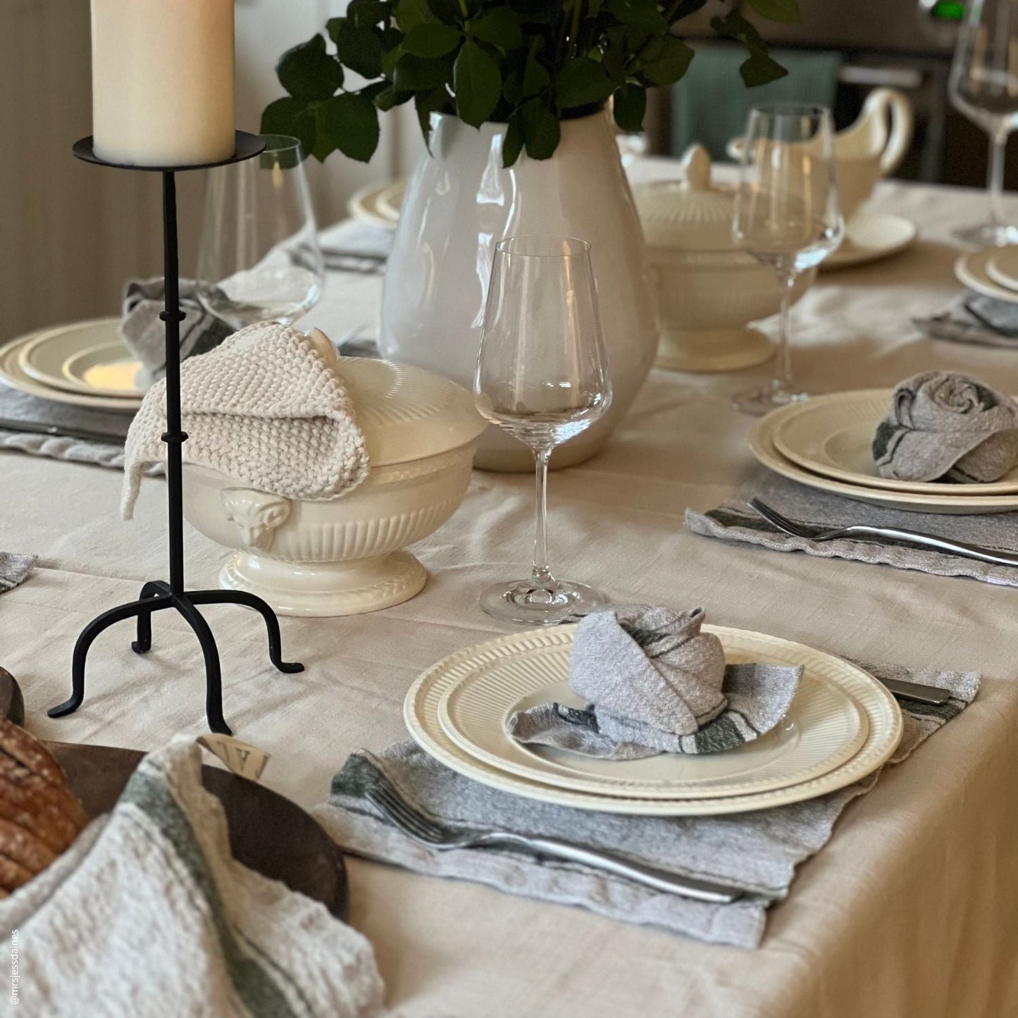 Vintage linne i grönrand, närbild – Noémie Living