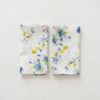 Linneservetter med blommönster, set om två – Linen Tales