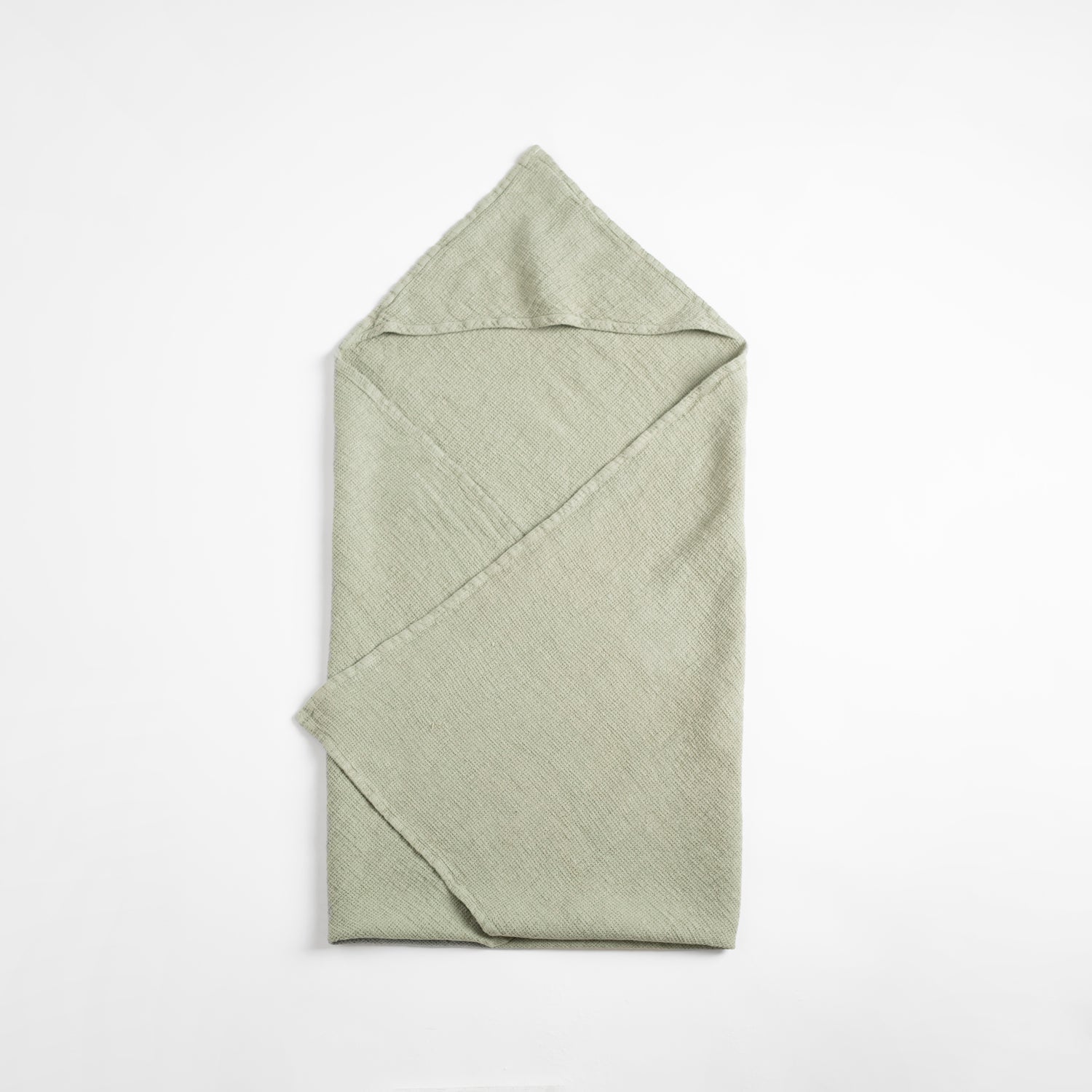 Barnhandduk med huva i våffellinne, salvia — Linen Tales