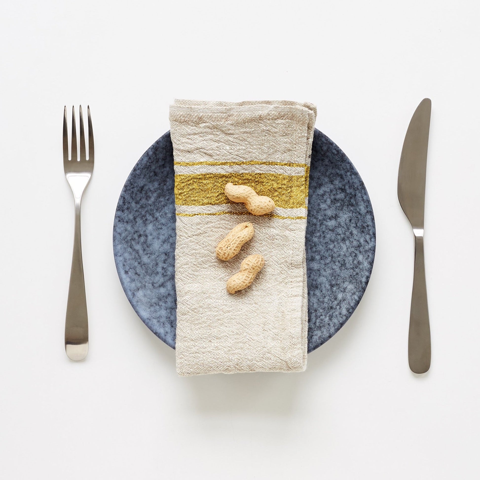 Vintage linneservetter i senapsrand – Noémie Living