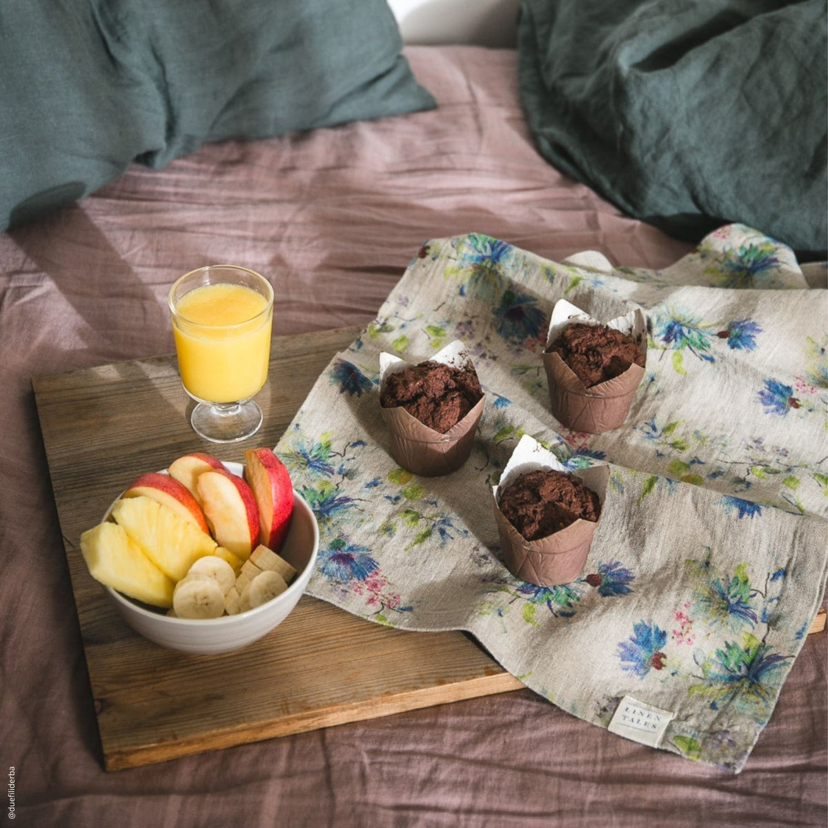 Linneservett i stentvättat linne, närbild – Noémie Living